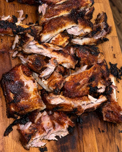 Grilled meat carved for sharing